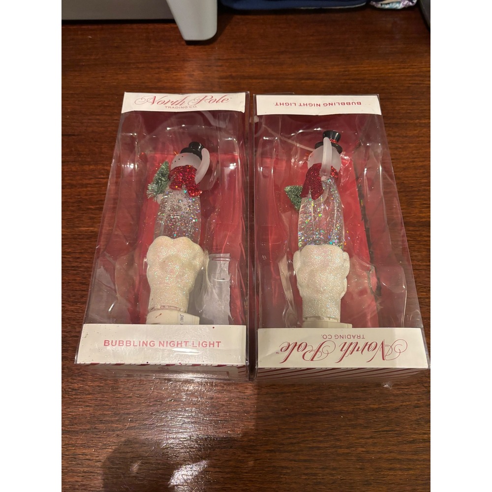 North Pole Trading Co Snowman Bubbling Night Light Set of 2 Christmas Decor NEW